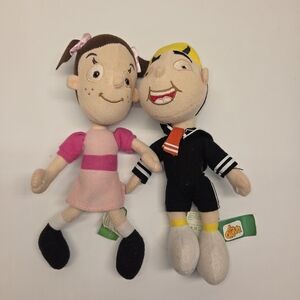 El Chavo Plushies 8" Popis Stuffed Pink Dress & Quico Black Suit Mexican TV